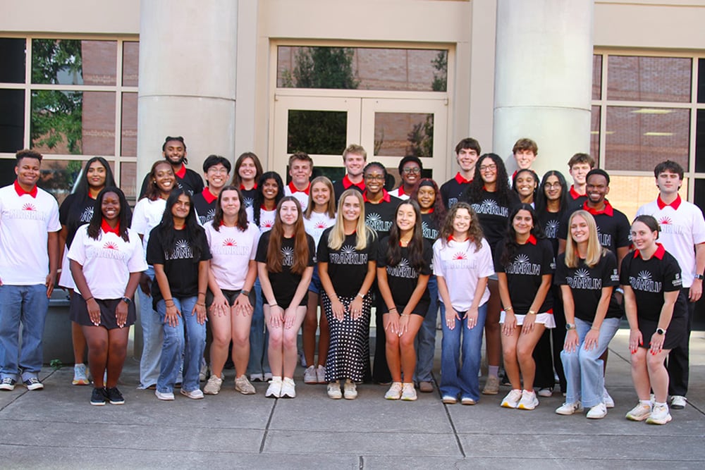 Franklin College students gathered for a group photo