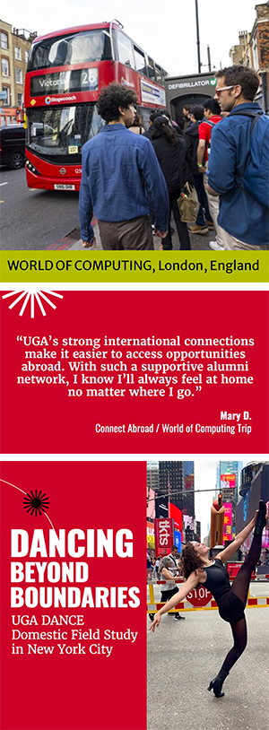 World of Computing students waiting for a double decker bus