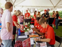 photo of people at registration table