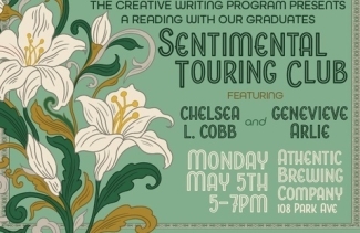 graphic with text, flowers