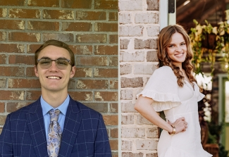 side-by-side photos of man, left, and woman