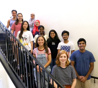 photo of students on a staircase