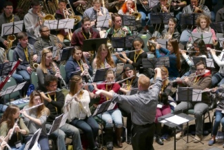 musicians in rehearsal hall