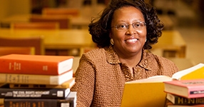 woman with books