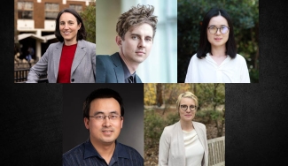 composite photo with headshots of five people