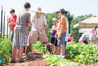 people, children, in a garden