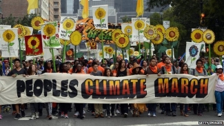 protest with sign, flowers