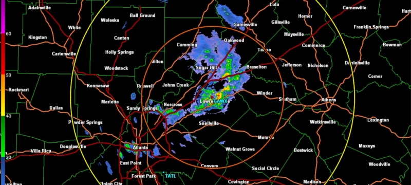 digital image of radar map with lines, colors