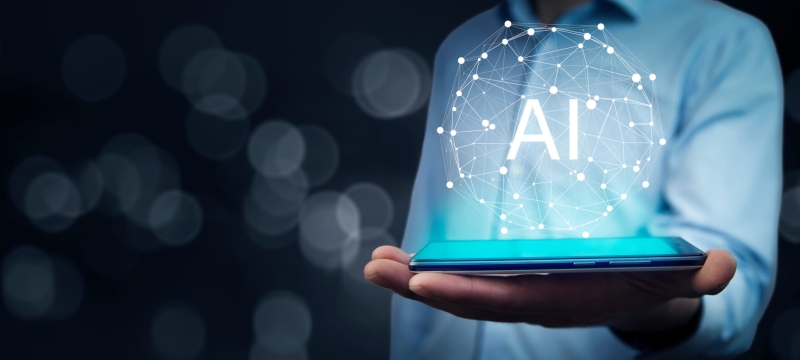 photo of person holding cellphone with graphic overlay