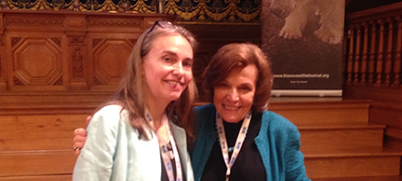 two women in lecture hall