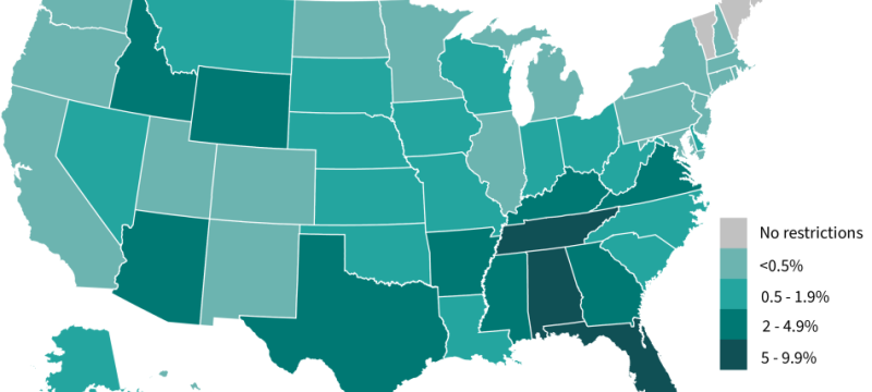 map graphic with multicolored states