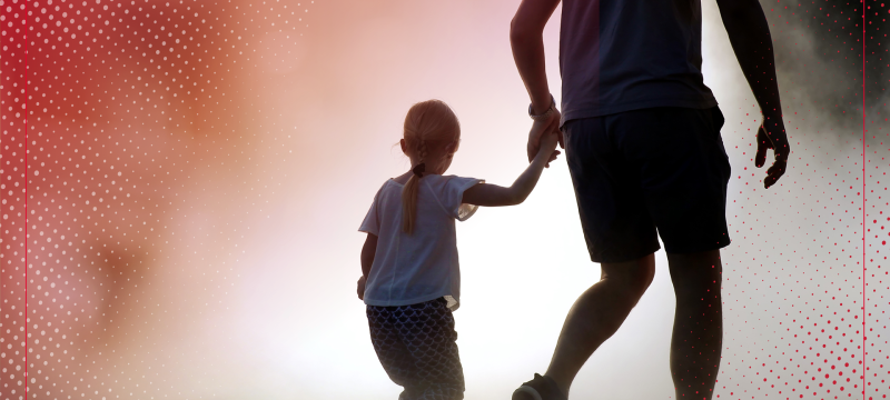 graphic with photo of adult holding child's hand 