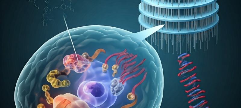 colorful cell rendering on blue field