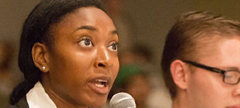 woman with microphone