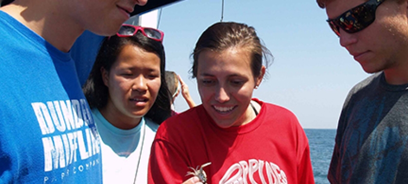 students on a boat, water