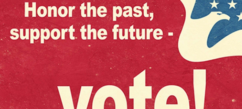 voting graphic, red, white and blue