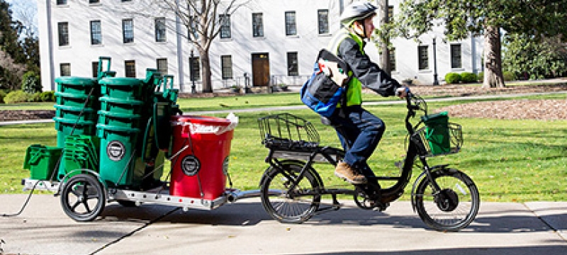 bike with trailer of bins