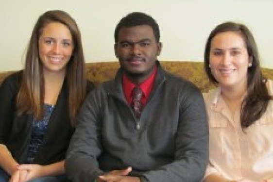 three students seated