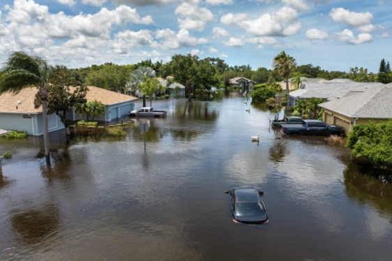 photo of flooded street, day
