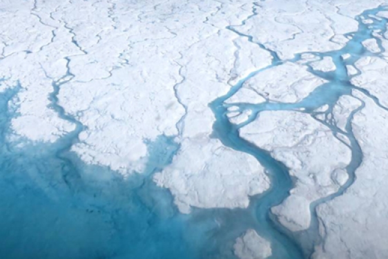 glacier with ice melting