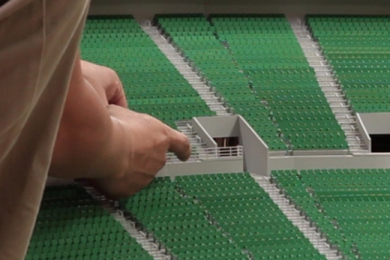 stadium sculpture in miniature, with hand