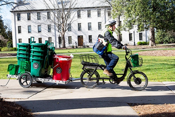 bike with trailer of bins